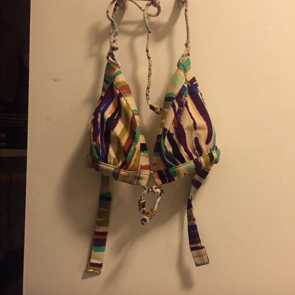 Hayden Harnett multi stripe bikini halter tie top - Picture 4 of 8